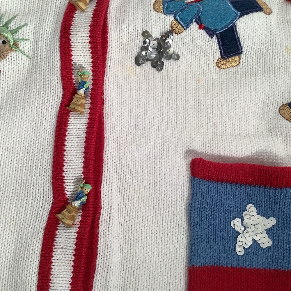 Storybook knit sweater called “Beary Patriotic” - Picture 4 of 6